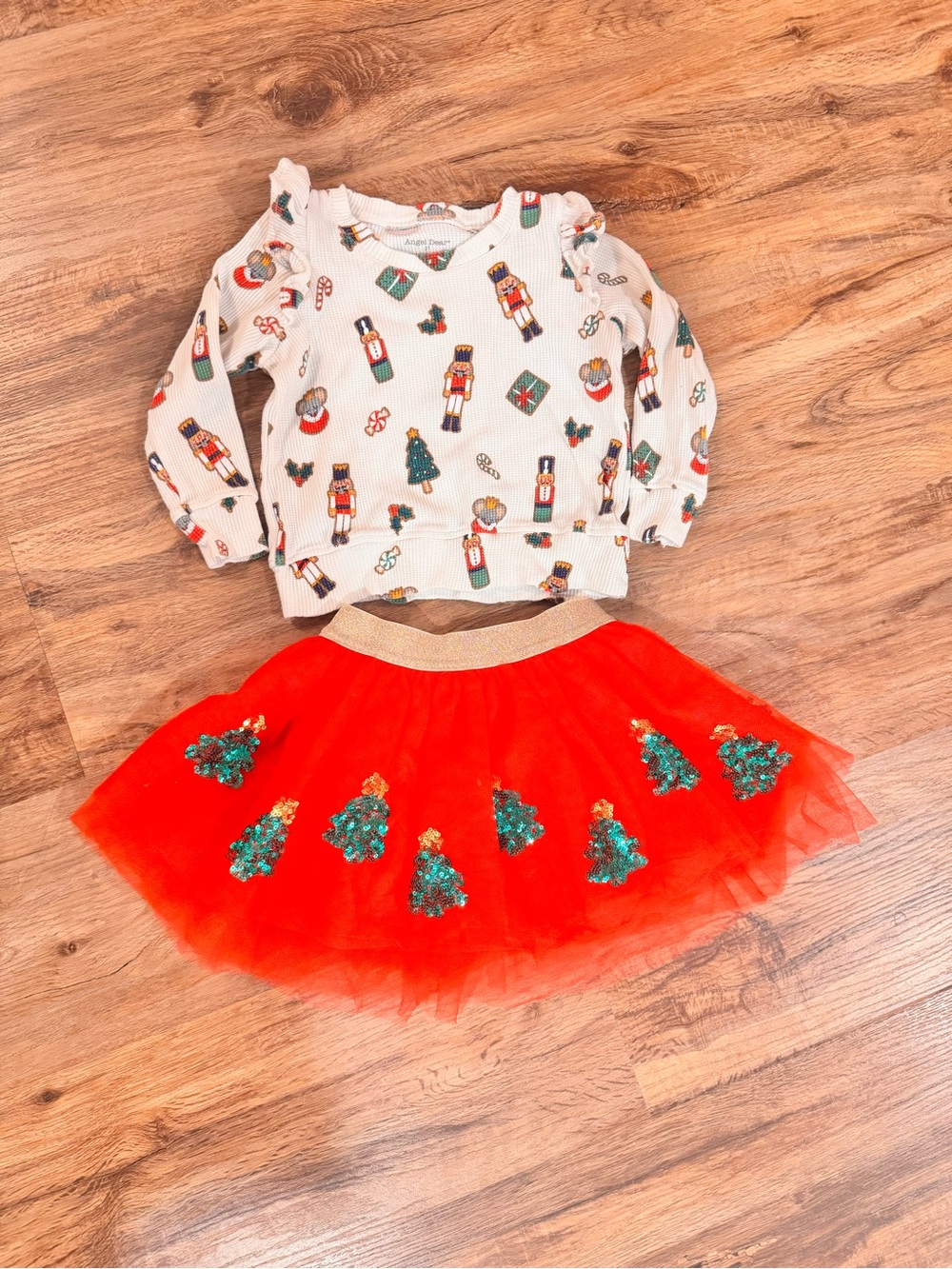Angel Dear Red Christmas Tree Tutu & Shirt - 2T